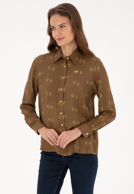 Kadın Haki Uzun Kollu Gömlek - 50308637020