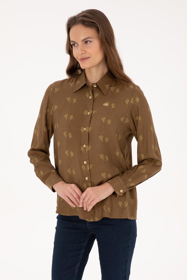 Kadın Haki Uzun Kollu Gömlek - 50308637020