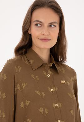 Kadın Haki Uzun Kollu Gömlek - 50308637020