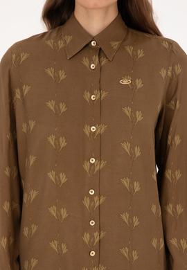 Kadın Haki Uzun Kollu Gömlek - 50308637020