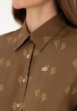 Kadın Haki Uzun Kollu Gömlek - 50308637020