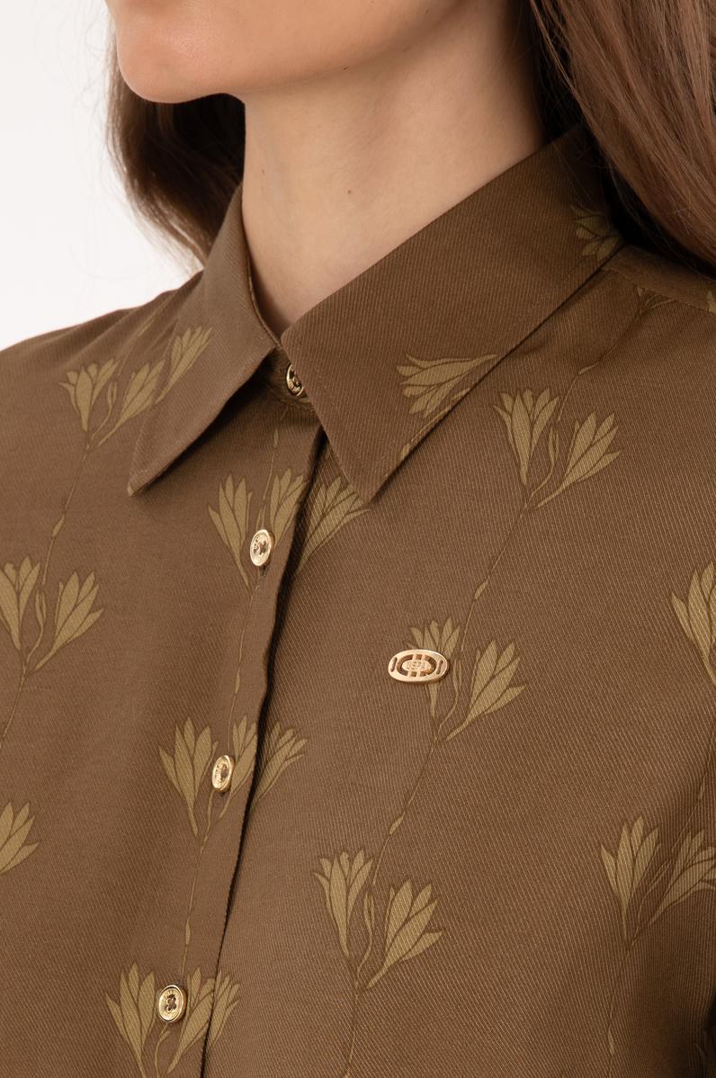 Kadın Haki Uzun Kollu Gömlek
