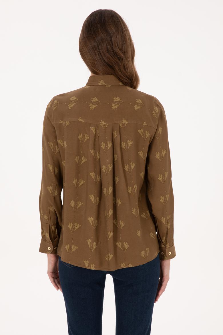 Kadın Haki Uzun Kollu Gömlek - 50308637020