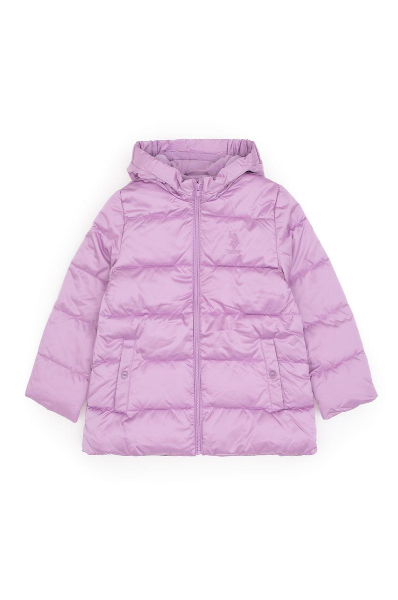 Kız Çocuk Lila Kapüşonlu Kaban