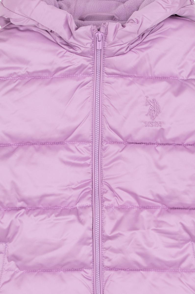 Kız Çocuk Lila Kapüşonlu Kaban