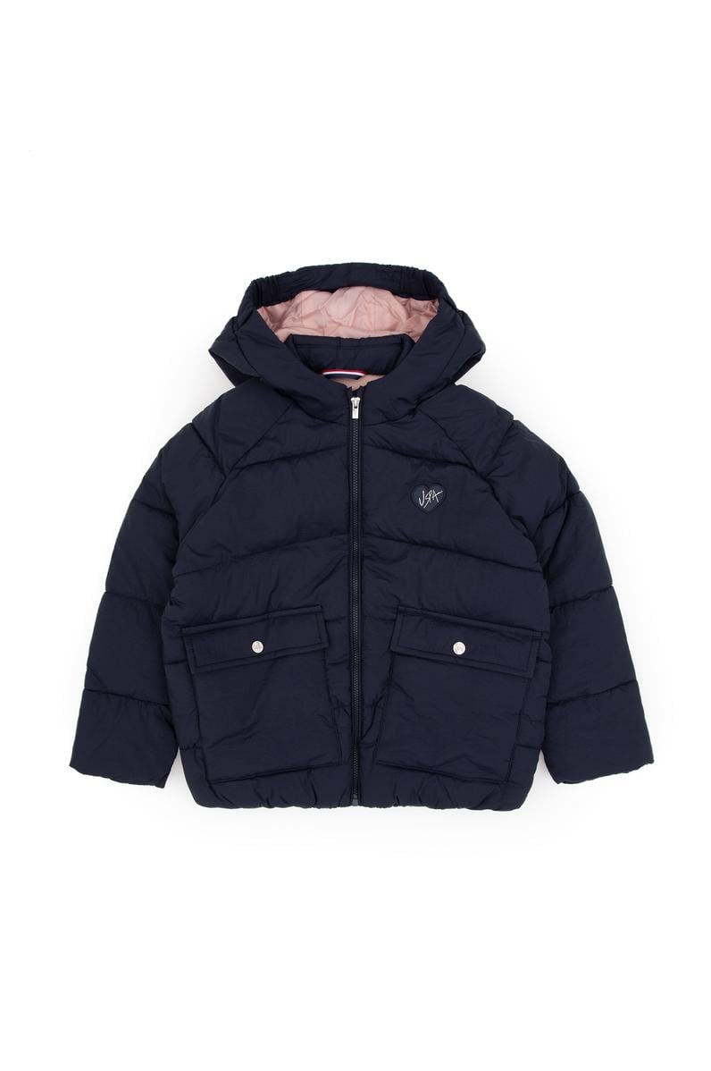 Kız Çocuk Lacivert Kapüşonlu Mont