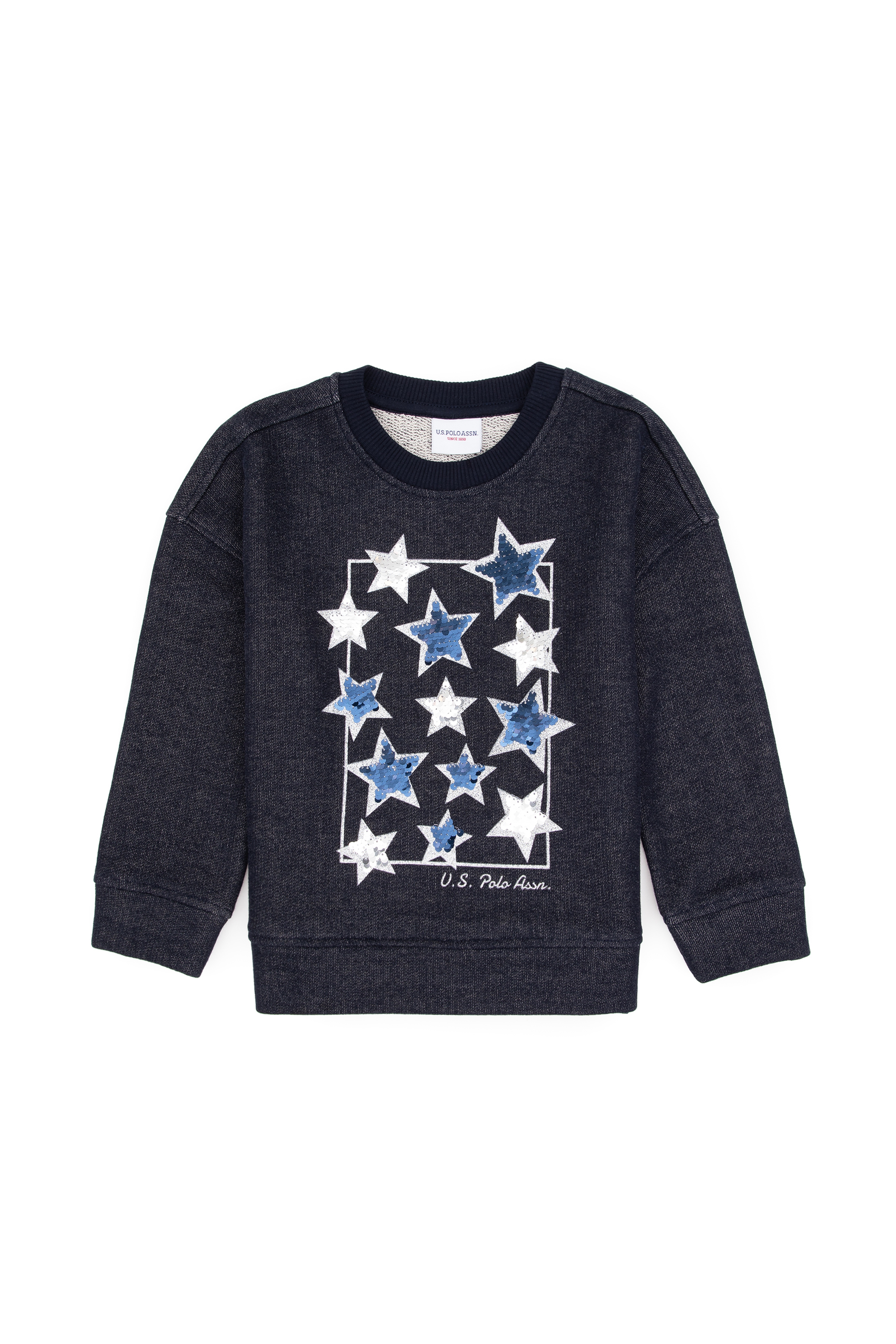 Kız Çocuk Lacivert Bisiklet Yaka Sweatshirt - Image 1
