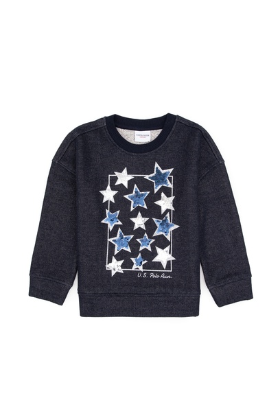 Kız Çocuk Lacivert Bisiklet Yaka Sweatshirt