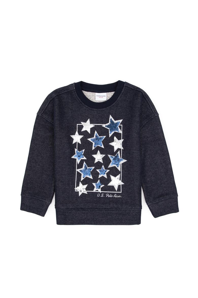 Kız Çocuk Lacivert Bisiklet Yaka Sweatshirt