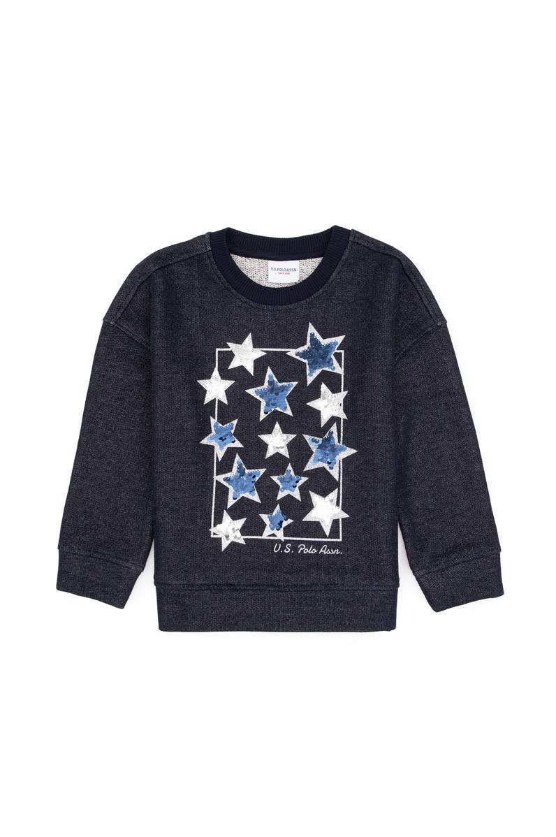 Kız Çocuk Lacivert Bisiklet Yaka Sweatshirt