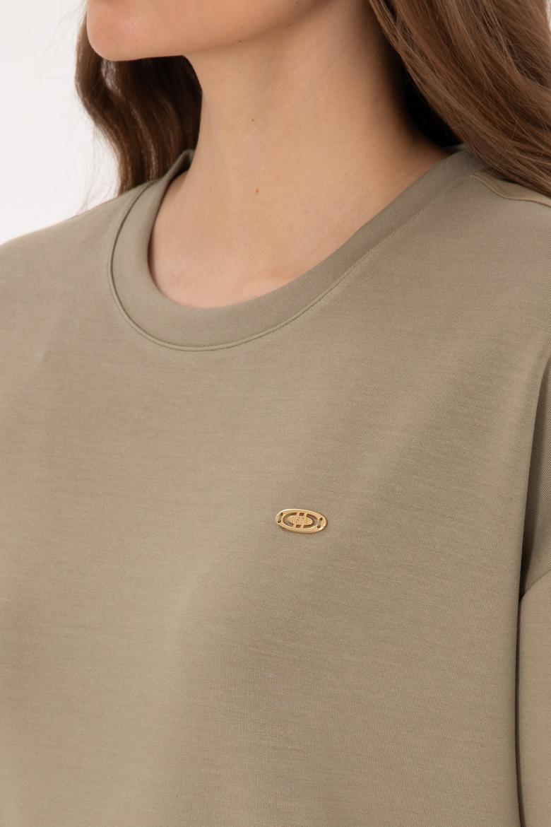 Kadın Açık Haki Tişört - 50309440004