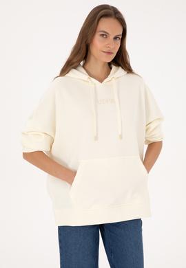 Kadın Krem Kapüşonlu Sweatshirt - 50314938020