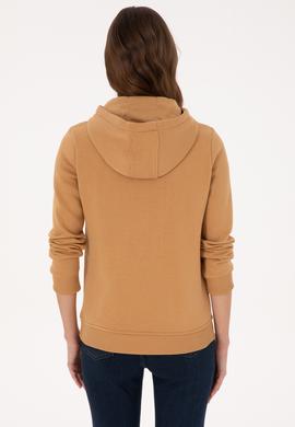 Kadın Camel Kapüşonlu Basic Sweatshirt - 50307711085