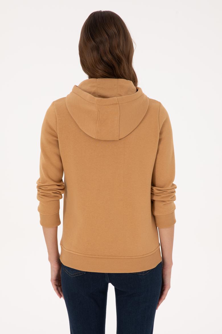 Kadın Camel Kapüşonlu Basic Sweatshirt - 50307711085
