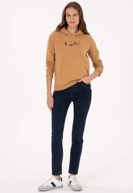 Kadın Camel Kapüşonlu Basic Sweatshirt - 50307711085