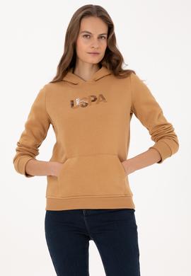 Kadın Camel Kapüşonlu Basic Sweatshirt - 50307711085