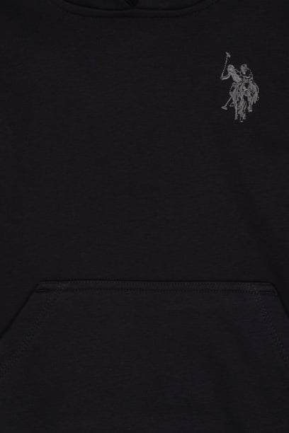 Erkek Çocuk Siyah Kapüşonlu Basic Sweatshirt