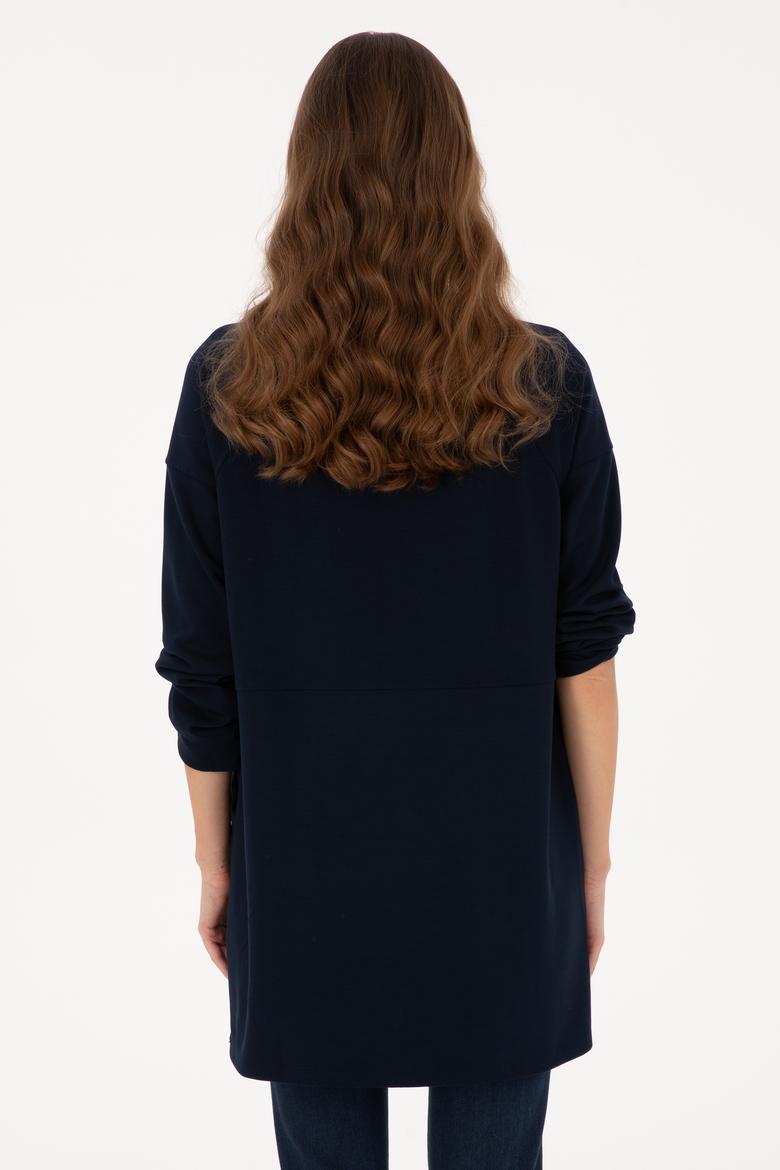 Kadın Lacivert Uzun Bisiklet Yaka Sweatshirt - 50315623005