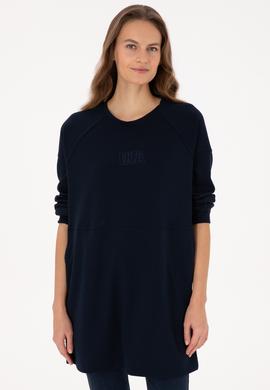 Kadın Lacivert Uzun Bisiklet Yaka Sweatshirt - 50315623005