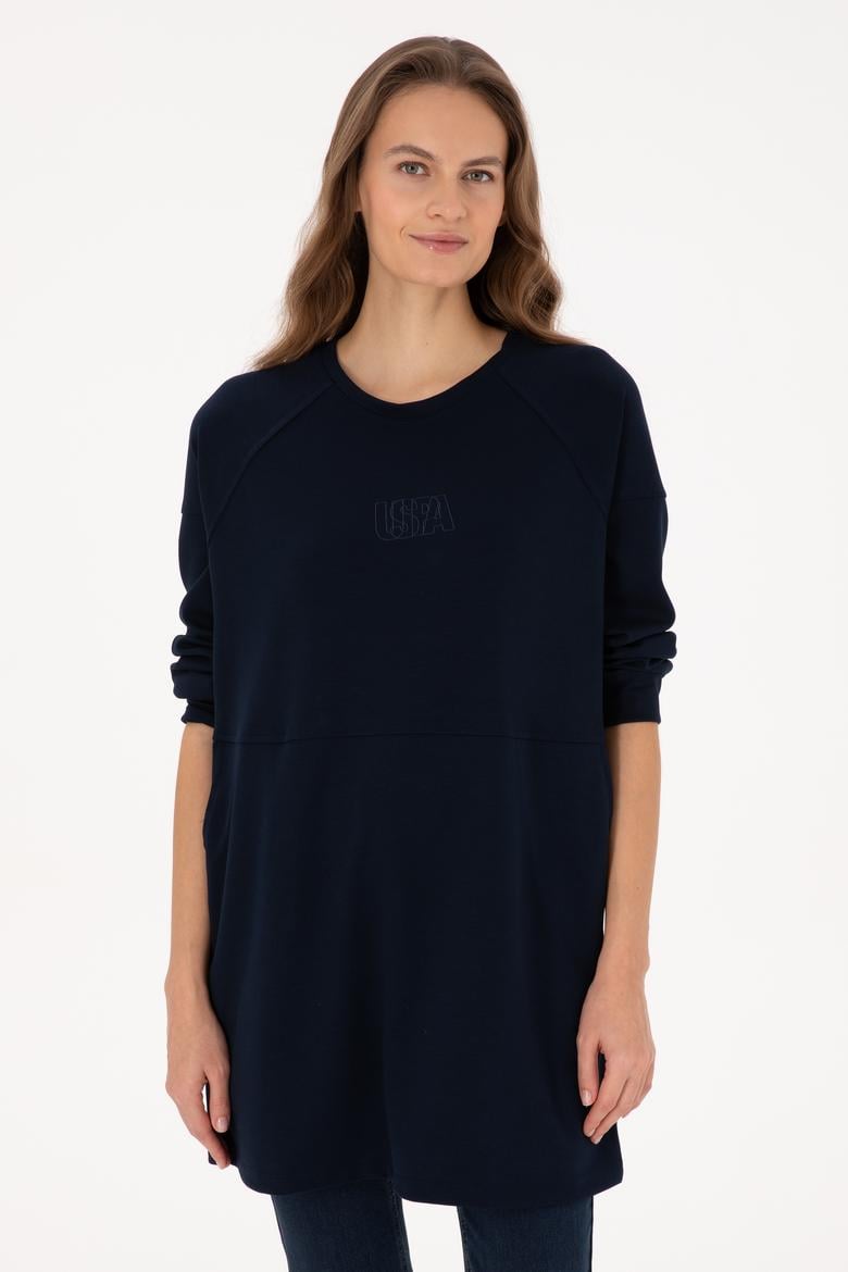 Kadın Lacivert Uzun Bisiklet Yaka Sweatshirt