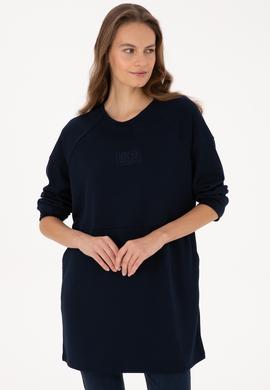 Kadın Lacivert Uzun Bisiklet Yaka Sweatshirt - 50315623005