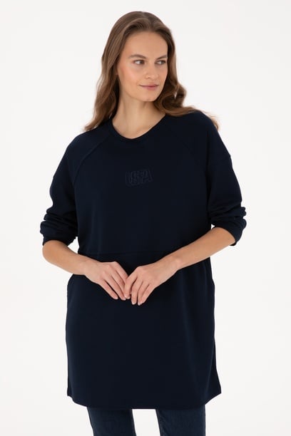 Kadın Lacivert Uzun Bisiklet Yaka Sweatshirt