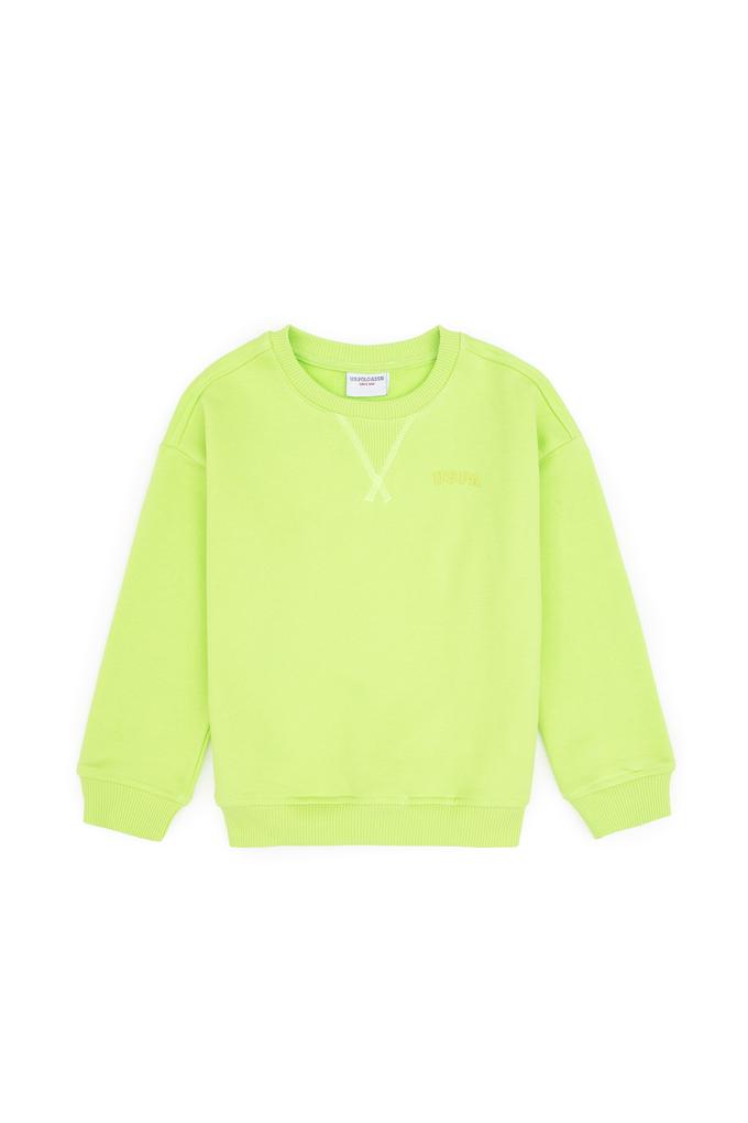 Erkek Çocuk Yeşil Bisiklet Yaka Basic Sweatshirt