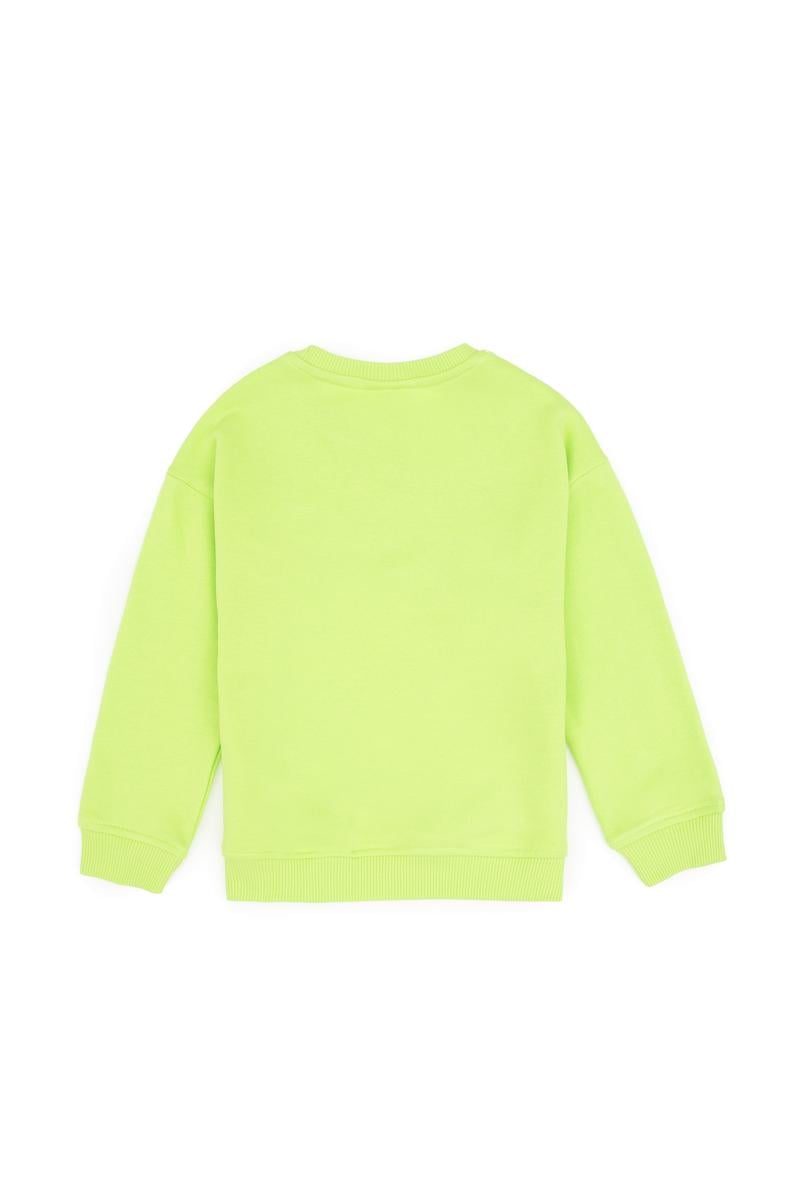 Erkek Çocuk Yeşil Bisiklet Yaka Basic Sweatshirt