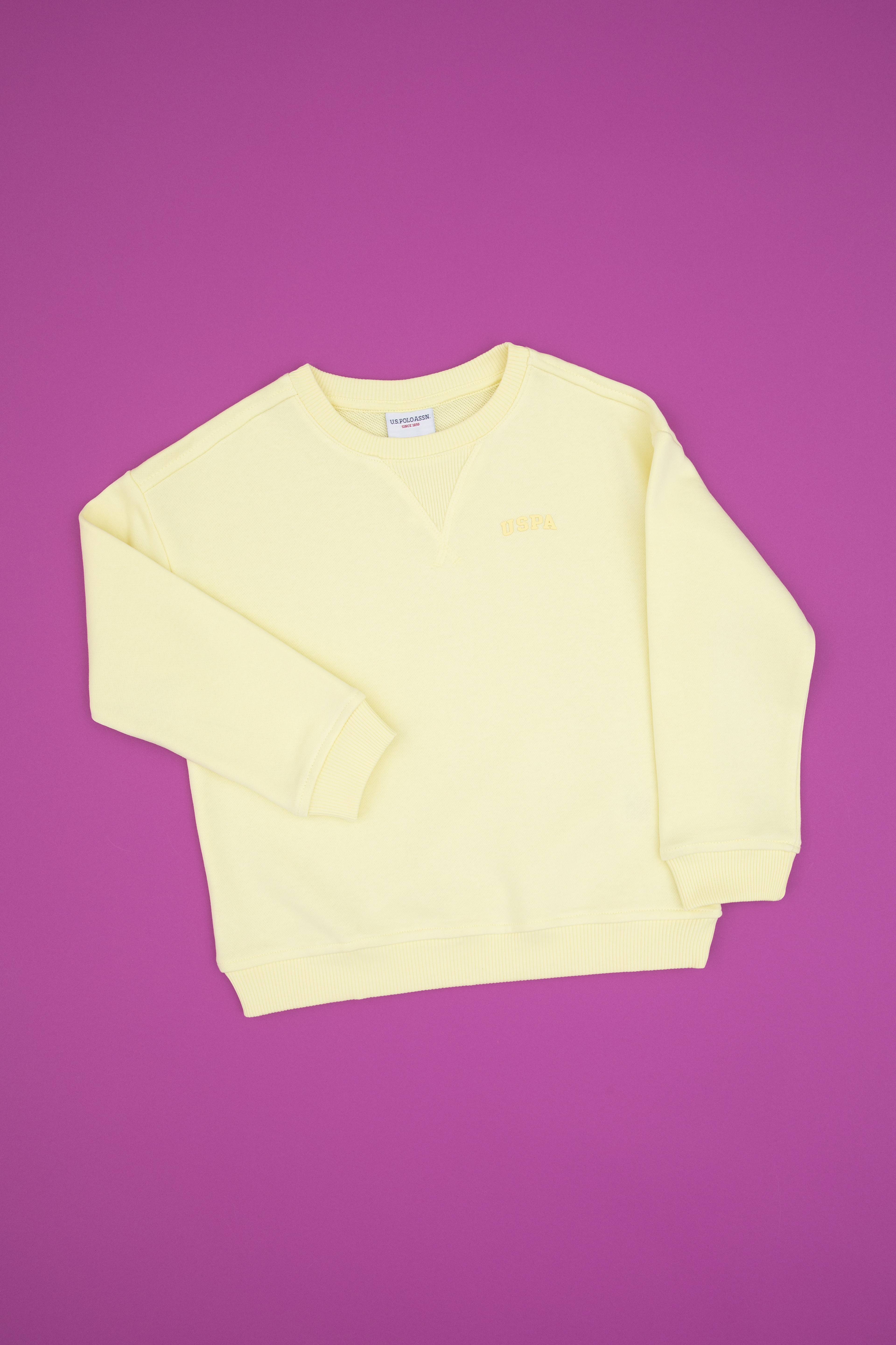 Erkek Çocuk Sarı Bisiklet Yaka Basic Sweatshirt - Image 1