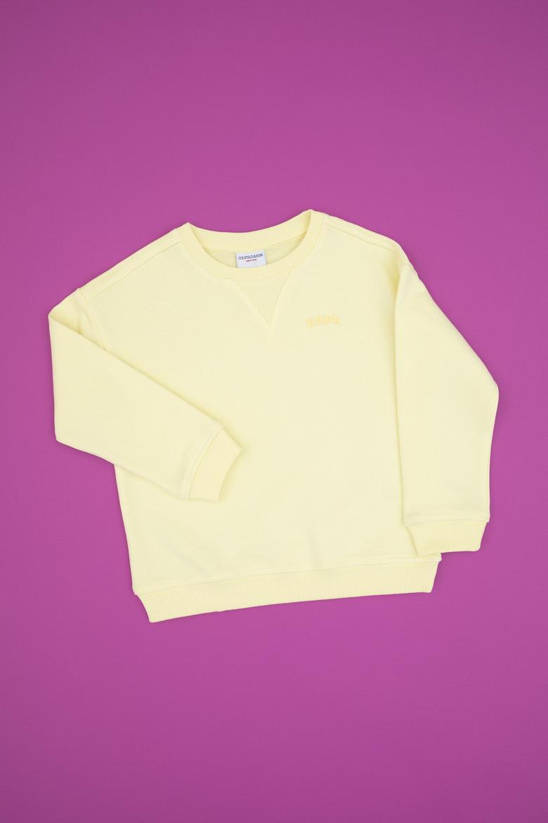Erkek Çocuk Sarı Bisiklet Yaka Basic Sweatshirt