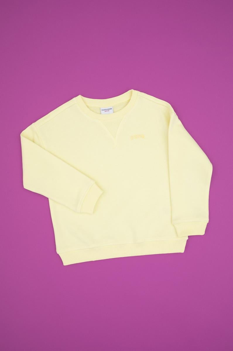 Erkek Çocuk Sarı Bisiklet Yaka Basic Sweatshirt