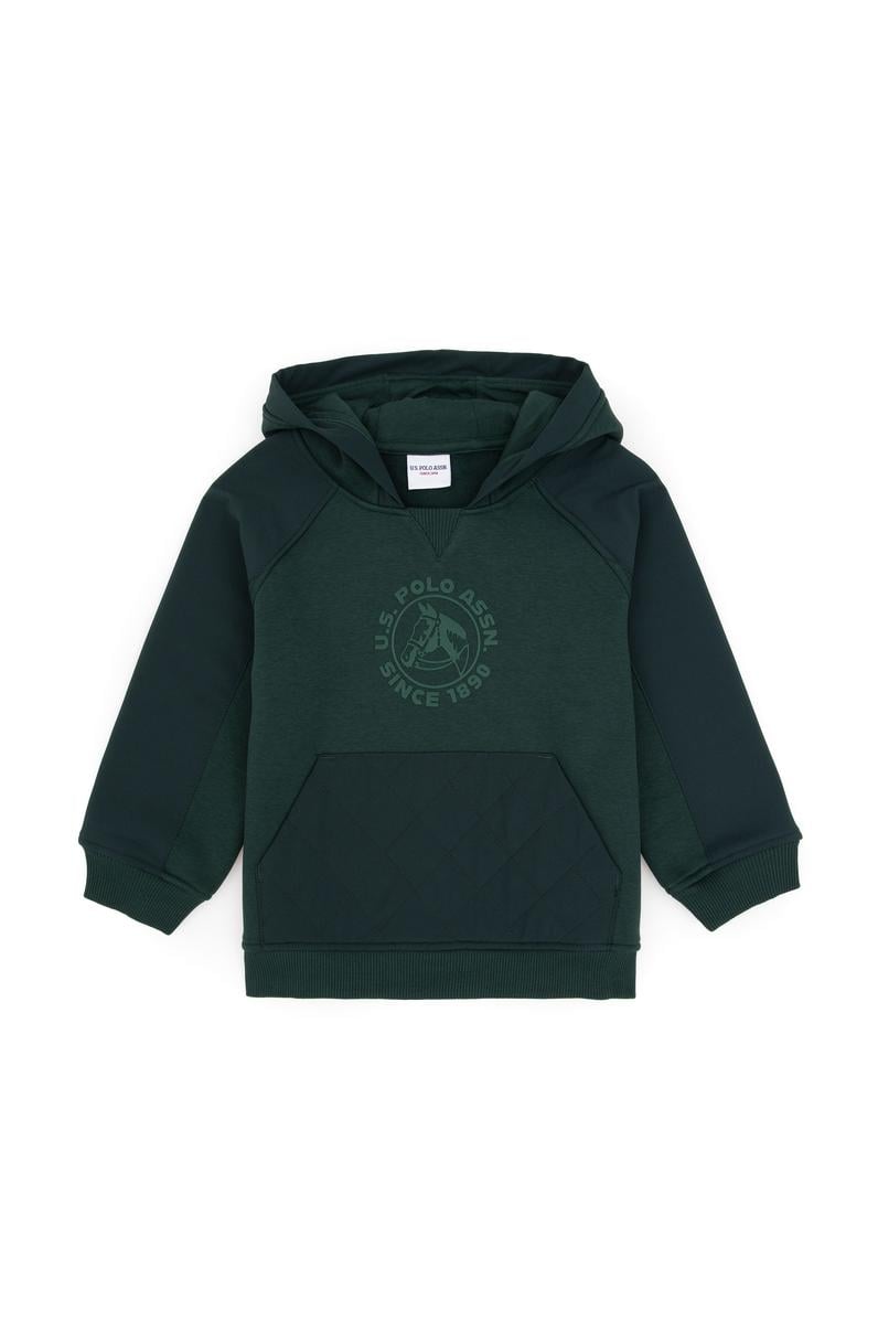 Erkek Çocuk Koyu Yeşil Kapüşonlu Sweatshirt