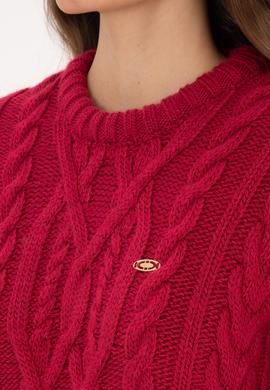 Kadın Koyu Frambuaz Bisiklet Yaka Kazak - 50310215029