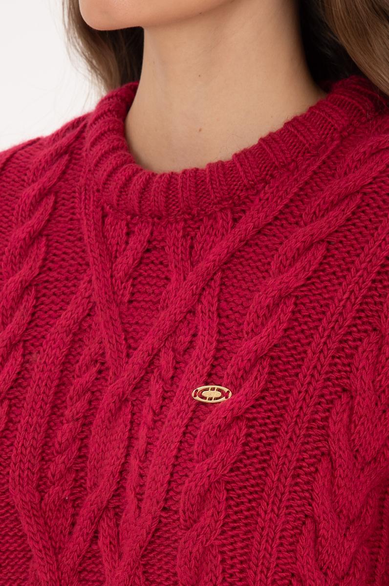 Kadın Koyu Frambuaz Bisiklet Yaka Kazak