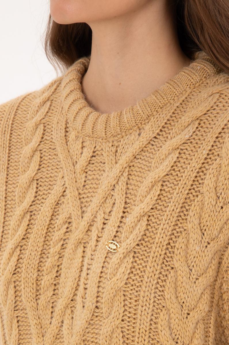 Kadın Hardal Bisiklet Yaka Kazak