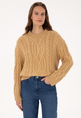 Kadın Hardal Bisiklet Yaka Kazak - 50310215018