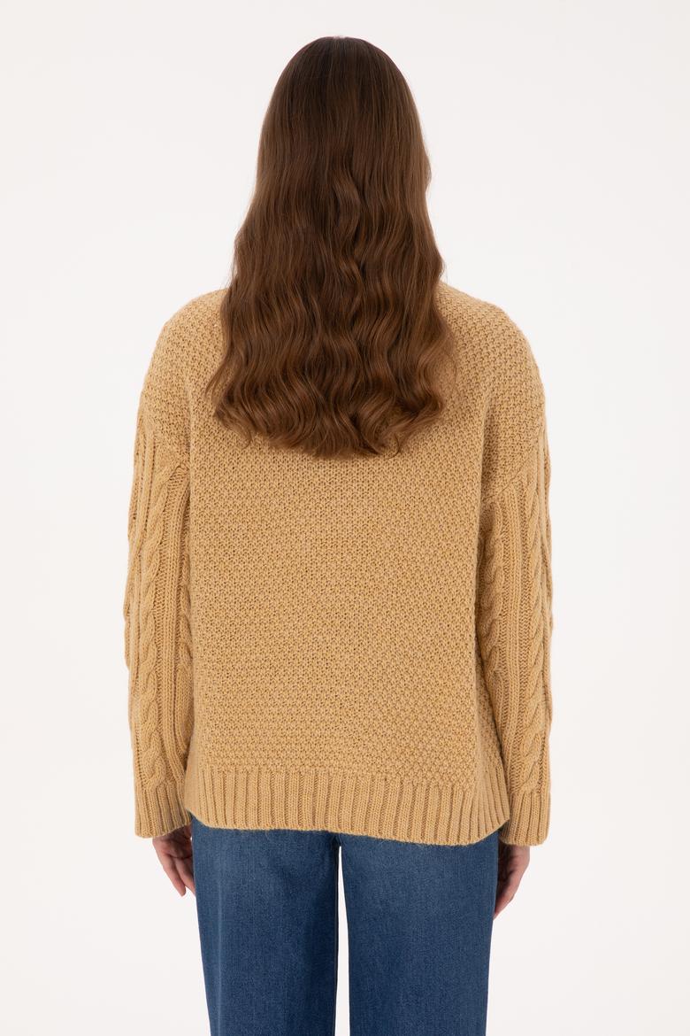 Kadın Hardal Bisiklet Yaka Kazak - 50310215018