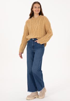 Kadın Hardal Bisiklet Yaka Kazak - 50310215018