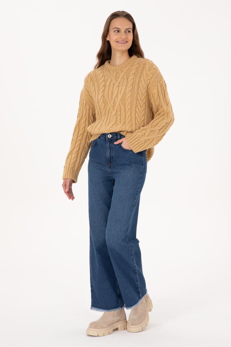 Kadın Hardal Bisiklet Yaka Kazak - 50310215018