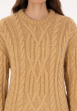 Kadın Hardal Bisiklet Yaka Kazak - 50310215018