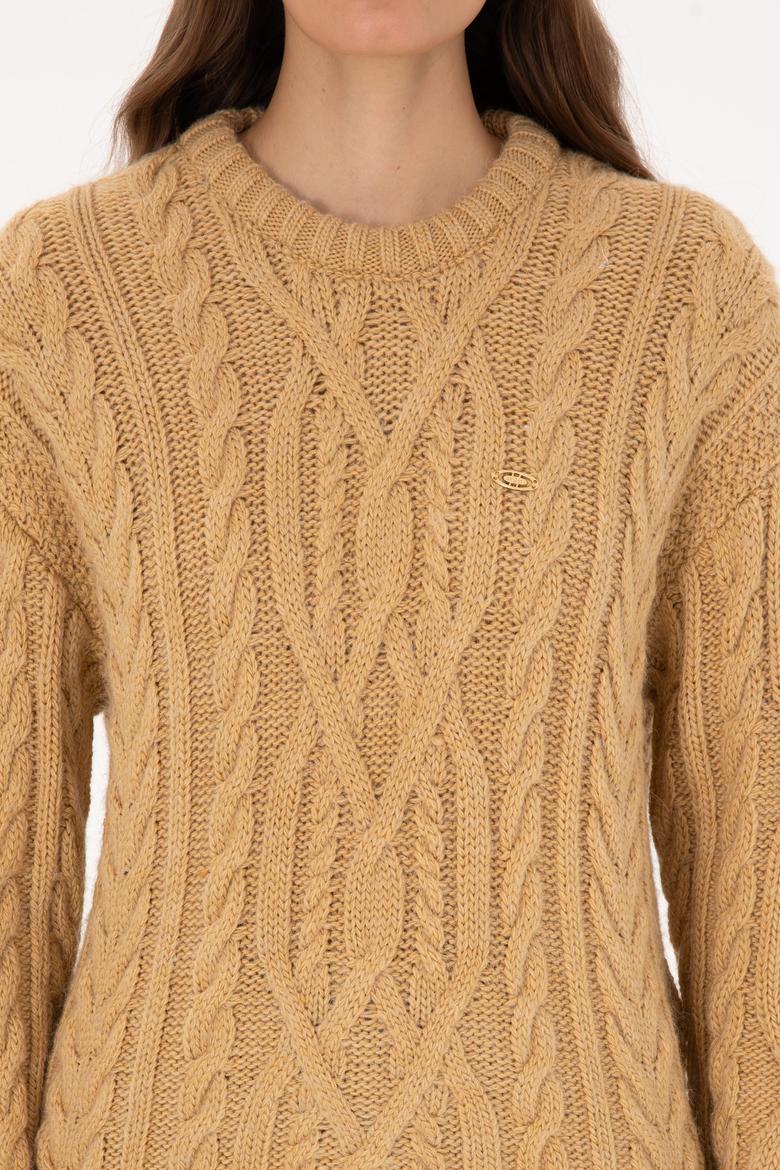 Kadın Hardal Bisiklet Yaka Kazak - 50310215018