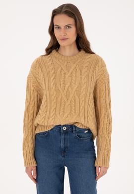 Kadın Hardal Bisiklet Yaka Kazak - 50310215018