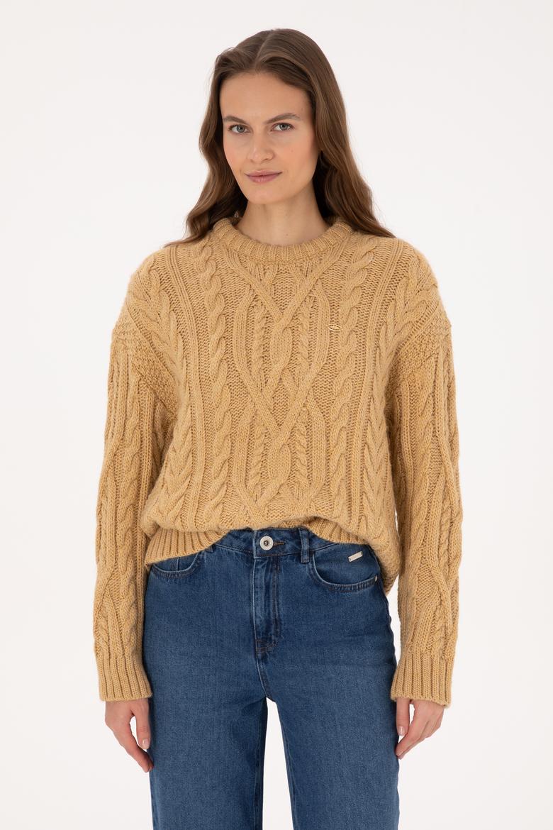 Kadın Hardal Bisiklet Yaka Kazak - 50310215018