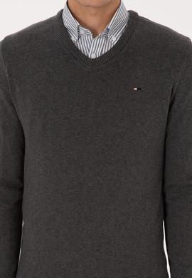 Erkek Slim Fit V Yaka Antrasit Melanj Basic Kazak - 50313668064