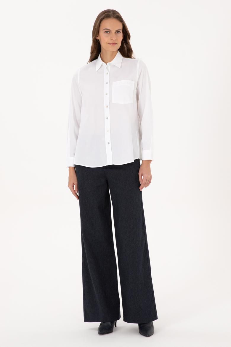 Kadın Beyaz Uzun Kollu Gömlek - 50308971003