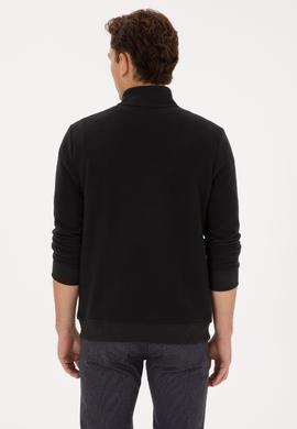 Erkek Regular Fit Yarım Fermuarlı Siyah Basic Sweatshirt - 50313802053