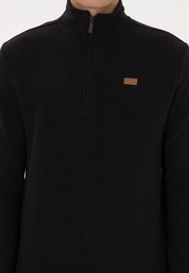Erkek Regular Fit Yarım Fermuarlı Siyah Basic Sweatshirt - 50313802053