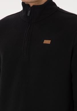 Erkek Regular Fit Yarım Fermuarlı Siyah Basic Sweatshirt - 50313802053