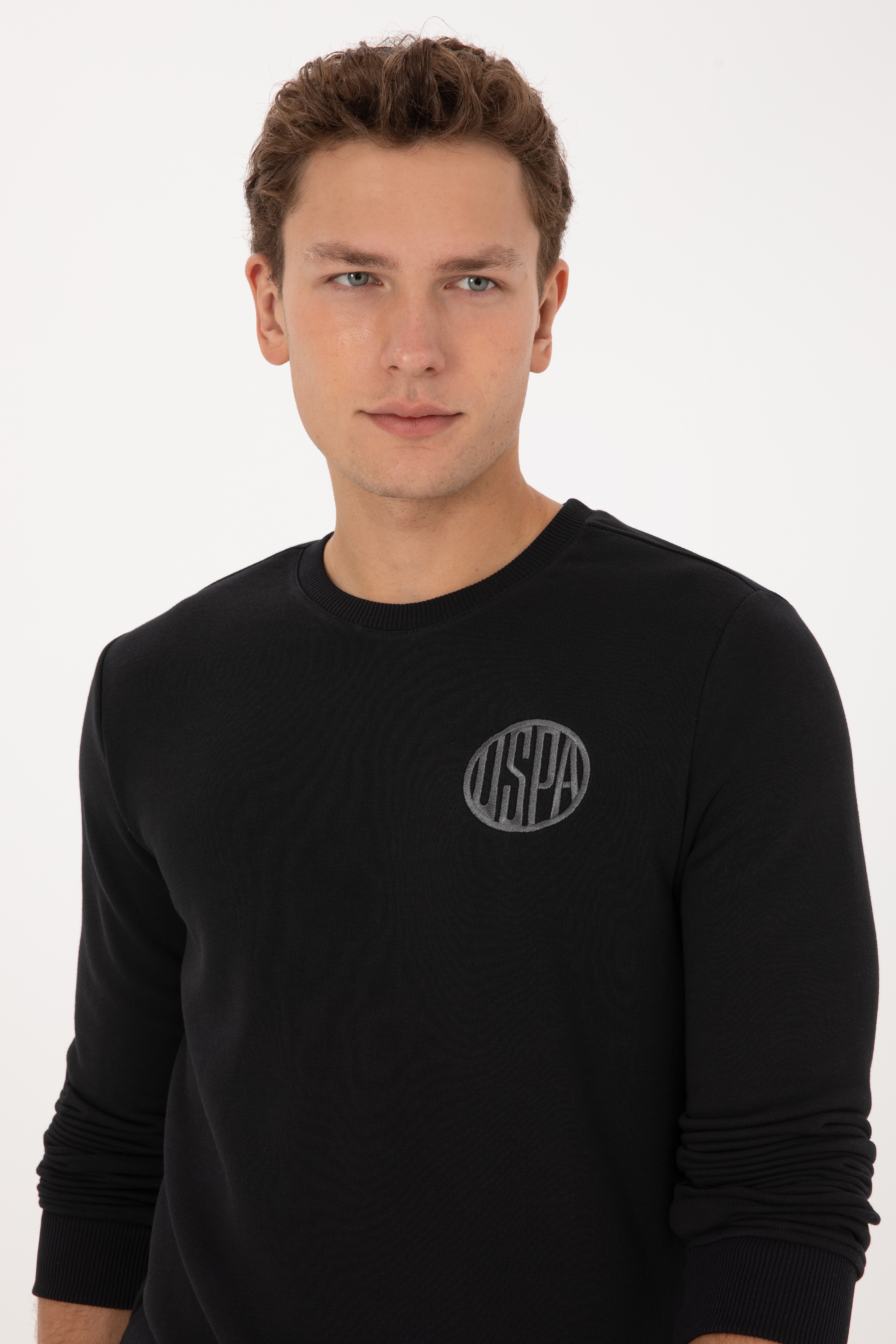 Erkek Regular Fit Bisiklet Yaka Siyah Sweatshirt - Image 2