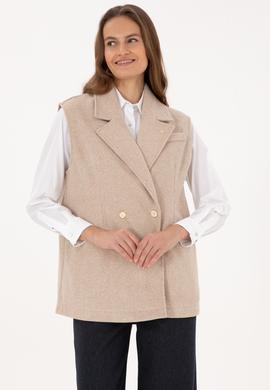 Kadın Camel Melanj Örme Yelek - 50315824006